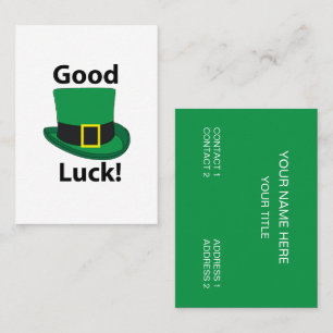 Tarjeta De Visita Leprechaun Gorra Buena Suerte Día De San Patrón