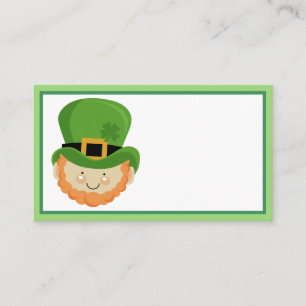 Tarjeta De Visita Leprechaun irlandés con cuatro gorras de trébol ho