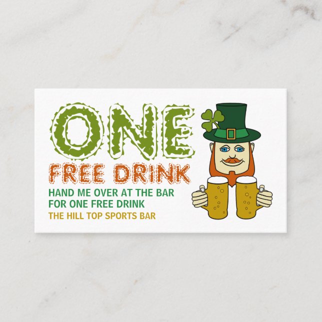 Tarjeta De Visita Leprechaun irlandés, el día de San Patricio bebe u (Anverso)