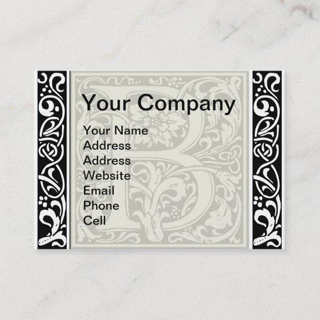 Tarjeta De Visita Letra B Monograma medieval Art Nouveau (Anverso)