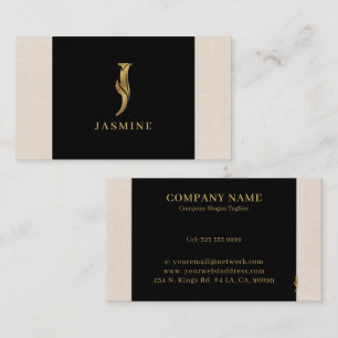 Tarjeta De Visita Letra de tonos dorados J decoración floral
