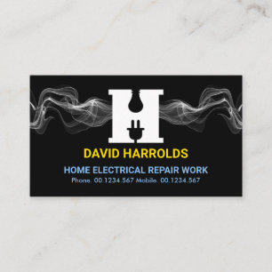Tarjeta De Visita Letra electrificante de onda eléctrica-H