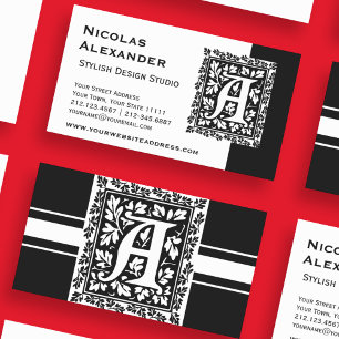 Tarjeta De Visita Letra elegante a monograma antiguo renacimiento