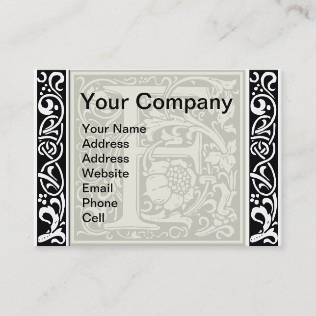Tarjeta De Visita Letra F Monograma medieval Art Nouveau (Anverso)