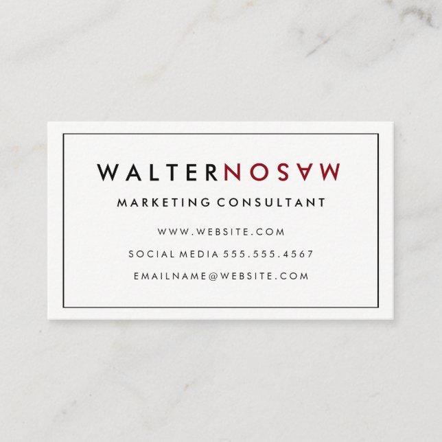 Tarjeta De Visita Letra Flip con borde (Anverso)