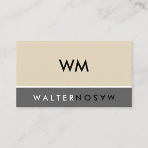 Tarjeta De Visita Letra Flip Monogram Company Beige Gray