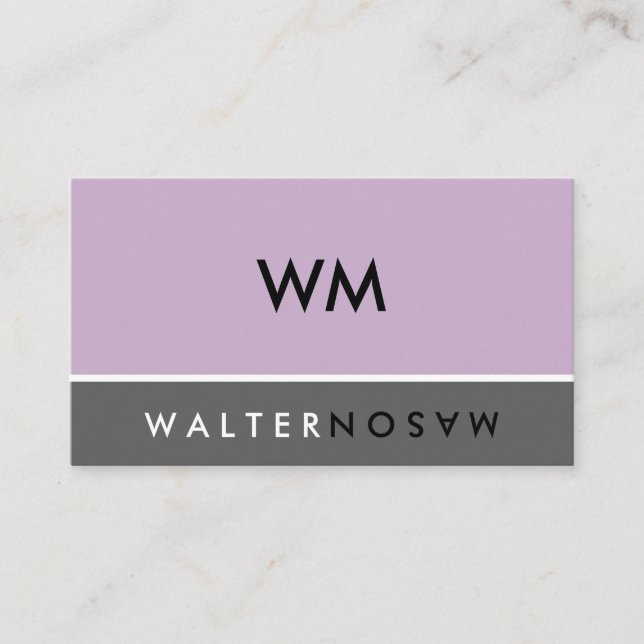 Tarjeta De Visita Letra Flip Monogram Company Purple Gray (Anverso)
