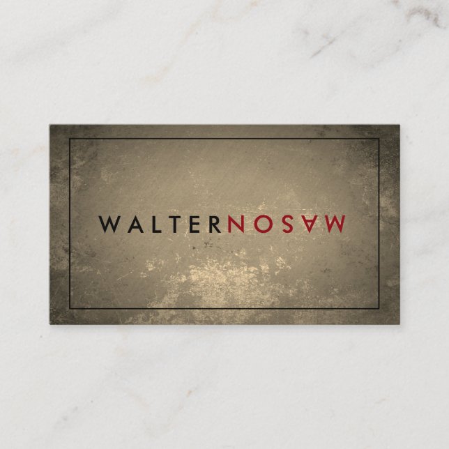 Tarjeta De Visita Letra Flip Rustic con borde (Anverso)