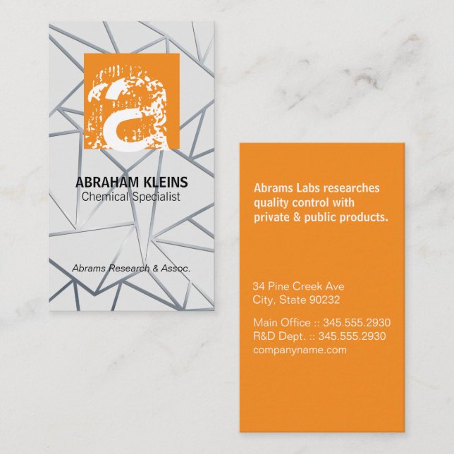 Tarjeta De Visita Letra grande | NARANJA | Geométrico (Anverso / Reverso)