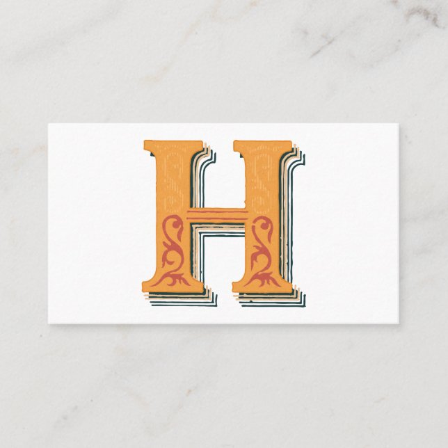 Tarjeta De Visita Letra "H" elegante bordada (Anverso)