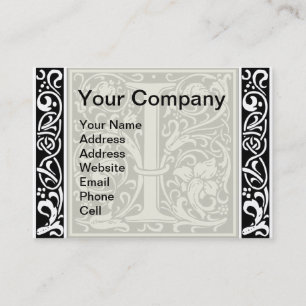 Tarjeta De Visita Letra I Monograma Art Nouveau Medieval