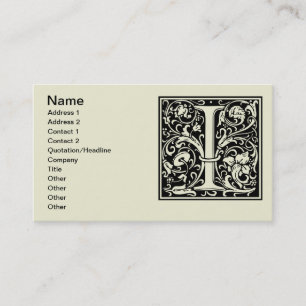 Tarjeta De Visita Letra I Monograma Medieval Art Nouveau