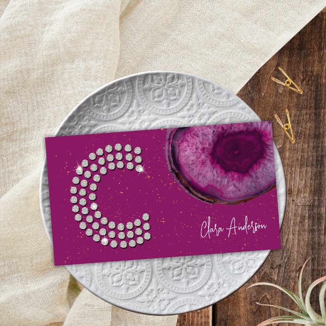 Tarjeta De Visita Letra inicial C monograma de la columna de diamant (Front)