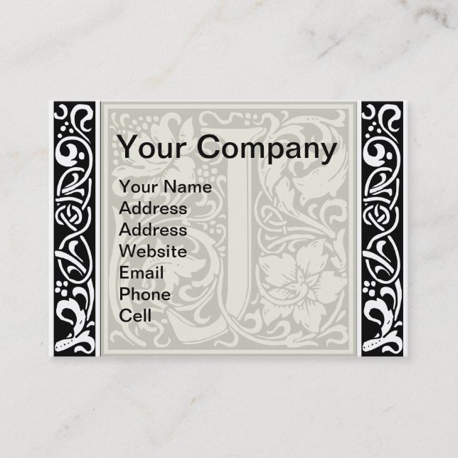 Tarjeta De Visita Letra J Monograma medieval Art Nouveau (Anverso)