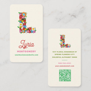 Tarjeta De Visita Letra L de monograma de alfabeto de floración prim