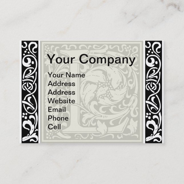 Tarjeta De Visita Letra L Monograma medieval Art Nouveau (Anverso)