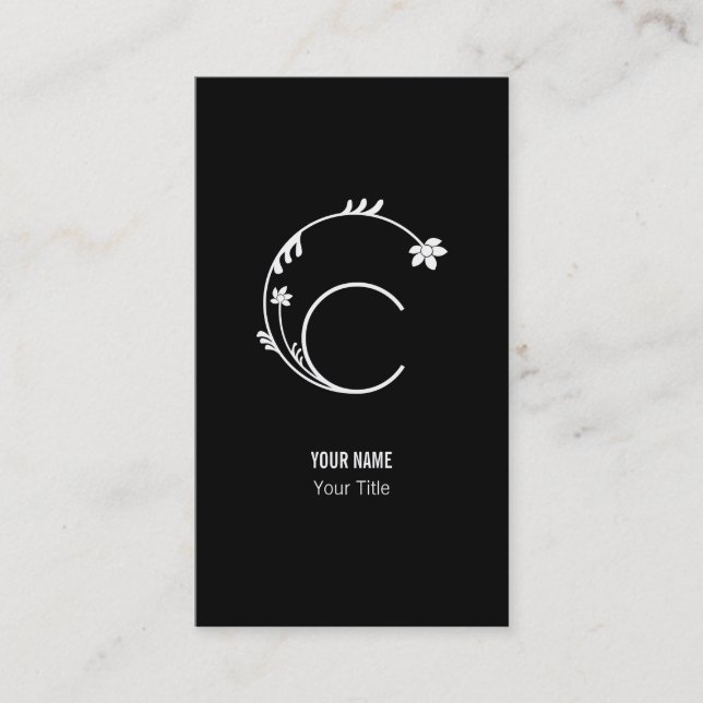 TARJETA DE VISITA LETRA LINDA C DEL MONOGRAMA DE LA FLOR (Anverso)
