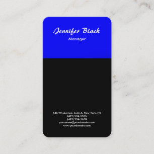 Tarjeta De Visita Letra manuscrita azul negro Minimalista Moderna
