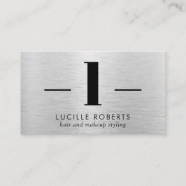 Tarjeta De Visita Letra Metalizado cepillado plateado L Monograma ma