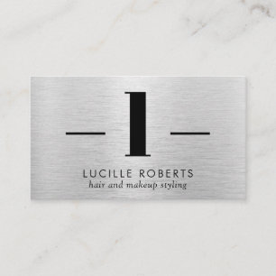 Tarjeta De Visita Letra Metalizado cepillado plateado L Monograma ma