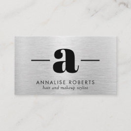 Tarjeta De Visita Letra Metalizado cepillado plateado maquillaje de 