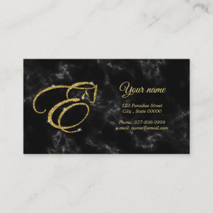 Tarjeta De Visita Letra monograma E Caballo con purpurina dorado