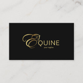 Tarjeta De Visita Letra monograma E Caballo en color oro