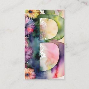 Tarjeta De Visita Letra monogramada B Moda simple acuarela floral