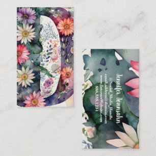 Tarjeta De Visita Letra monogramada D Moda simple acuarela floral