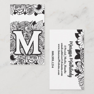 Tarjeta De Visita Letra monogramada M Moda simple girasol floral