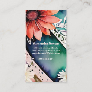 Tarjeta De Visita Letra monogramada S Moda simple acuarela floral