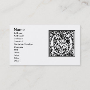 Tarjeta De Visita Letra O Monograma Medieval Art Nouveau