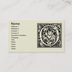 Tarjeta De Visita Letra O Monograma Medieval Art Nouveau