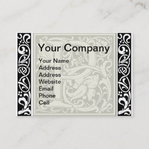 Tarjeta De Visita Letra P Monograma Medieval Art Nouveau