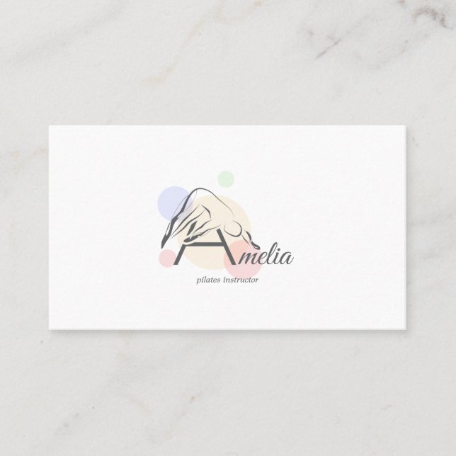 Tarjeta De Visita Letra Pilates a pose | Letra monograma a pilates (Anverso)
