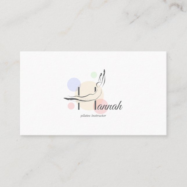Tarjeta De Visita Letra Pilates H Pose | Letra monogramo H Pilates (Anverso)