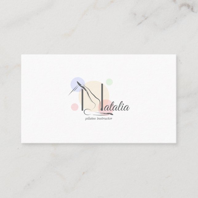 Tarjeta De Visita Letra Pilates N Pose | Letra monográfica n pilates (Anverso)