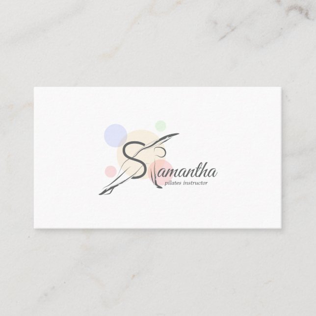 Tarjeta De Visita Letra Pilates S Pose | Letra monogramo S Pilates (Anverso)