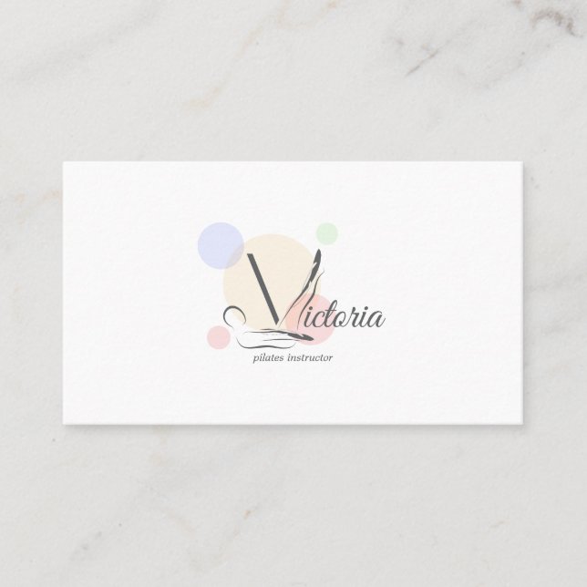 Tarjeta De Visita Letra Pilates V Pose | Letra monograma V Pilates (Anverso)