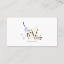 Tarjeta De Visita Letra Pilates W Pose | Letra monogramo W Pilates