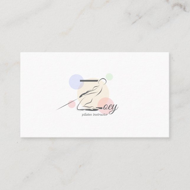 Tarjeta De Visita Letra Pilates Z Pose | Letra monograma Z pilates (Anverso)