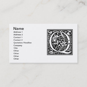 Tarjeta De Visita Letra Q Monograma Medieval Art Nouveau