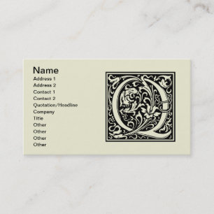 Tarjeta De Visita Letra Q Monograma Medieval Art Nouveau