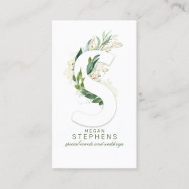 Tarjeta De Visita Letra S Monograma Verdor de Oro Sale Elegante