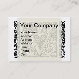 Tarjeta De Visita Letra V Monograma Medieval Art Nouveau