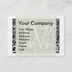 Tarjeta De Visita Letra W Monograma Medieval Art Nouveau