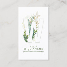 Letra W Monograma Verdor de oro deja elegante