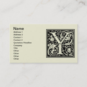 Tarjeta De Visita Letra Y Monograma Medieval Art Nouveau