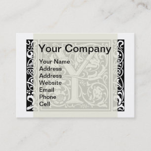 Tarjeta De Visita Letra Y Monograma Medieval Art Nouveau