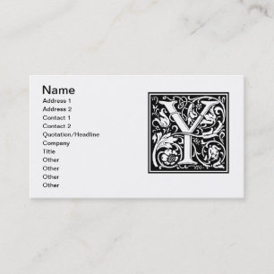 Tarjeta De Visita Letra Y Monograma Medieval Arte Nouveau